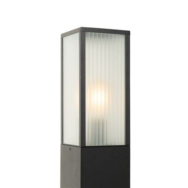 Stojanové vonkajšie svietidlo čierne s rebrovaným sklom 80 cm IP44 - Charlois - Image 2