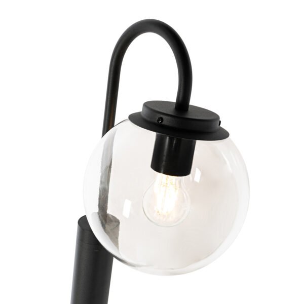 Moderná vonkajšia lampa čierna s priehľadným sklom 200 cm IP44 - Sfera - Image 2