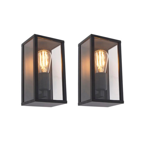 Sada 2 industriálnych nástenných svietidiel čierna 26 cm IP44 - Charlois