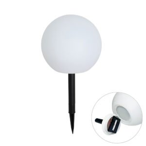 Vonkajšia lampa biela 25 cm vrátane LED IP44 slnečná RGBW - Ludger