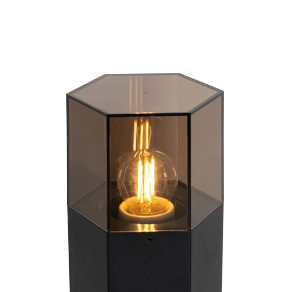 Vonkajšia stojaca lampa čierna s dymovým tienidlom šesťuholníkovým 30 cm - Denmark - Image 2