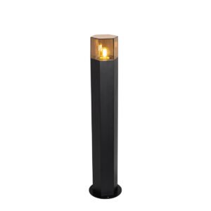 Vonkajšia stojaca lampa čierna s dymovým tienidlom šesťuholníková 70 cm - Dánsko