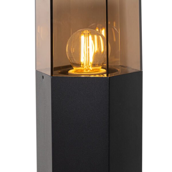 Vonkajšia stojaca lampa čierna s dymovým tienidlom šesťuholníková 70 cm - Dánsko - Image 2