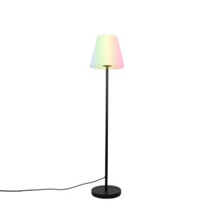 Inteligentná stojaca lampa čierna s bielym tienidlom 35 cm IP65 vrátane LED - Virginia