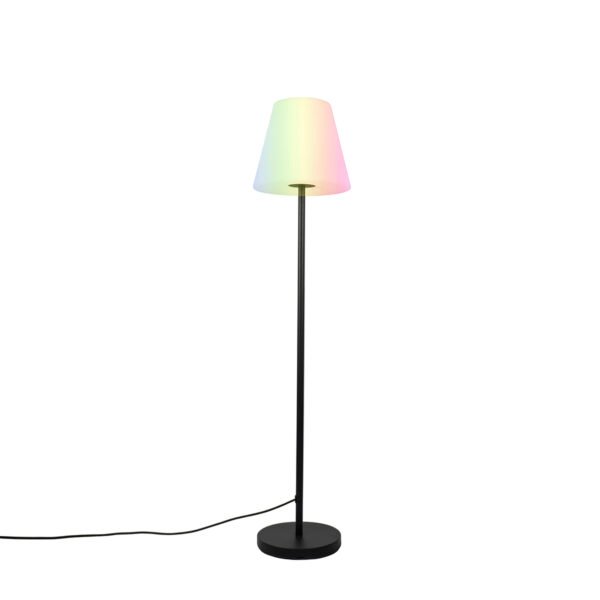 Inteligentná stojaca lampa čierna s bielym tienidlom 35 cm IP65 vrátane LED - Virginia