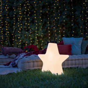 Vianočná stojaca lampa biela 45 cm vrátane nabíjateľného solárneho RGBW LED - Nova