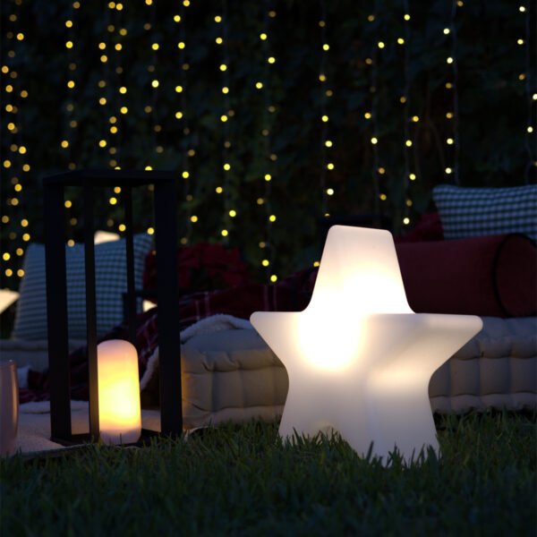 Vianočná stojaca lampa biela 45 cm vrátane nabíjateľného solárneho RGBW LED - Nova - Image 2