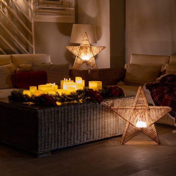 Vianočná stojacia lampa hnedá 40 cm vrátane LED IP54 nabíjateľná - Sisine - Image 2
