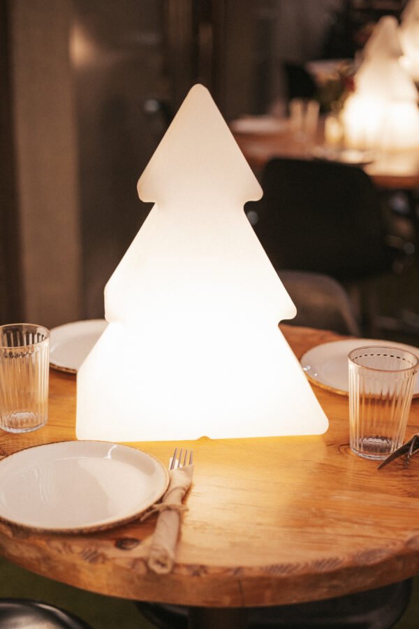 Vianočná stojaca lampa biela 40 cm vrátane solárneho a nabíjateľného LED RGBW - Pinus - Image 2