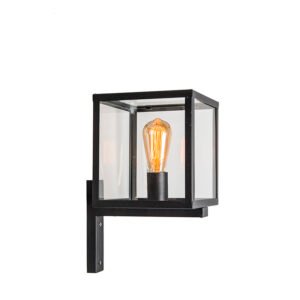 Priemyselná štvorcová vonkajšia nástenná lampa čierna IP23 - Rotterdam