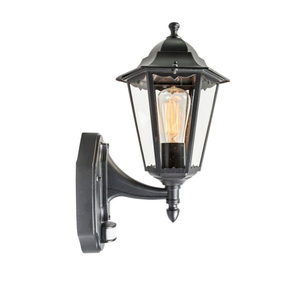 Vonkajšia nástenná lampa čierna s pohybovým senzorom IP44 - New Orleans up - Image 2