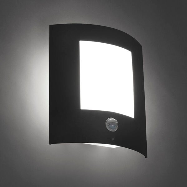Vonkajšia nástenná lampa antracit s pohybovým senzorom IP44 - Emmerald 1