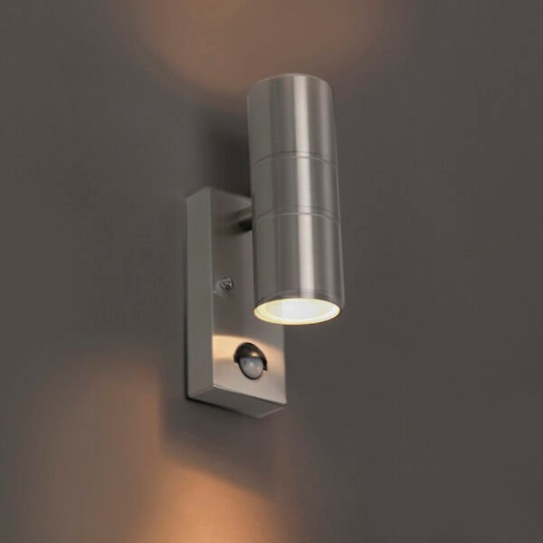 Vonkajšia nástenná lampa oceľ 2-svetlá IP44 s pohybovým senzorom - Duo - Image 2