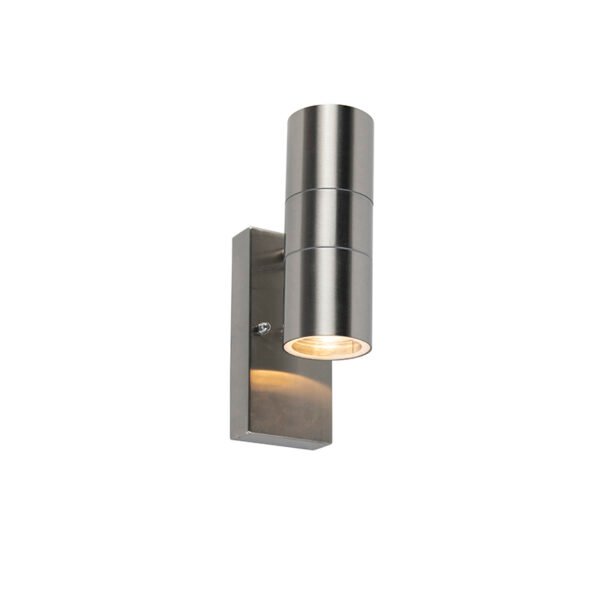 Vonkajšia nástenná lampa oceľ 2-svetlo IP44 so senzorom súmraku - Duo