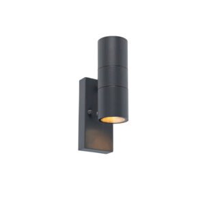 Vonkajšia nástenná lampa tmavosivá 2-svetlo so senzorom súmraku - Duo