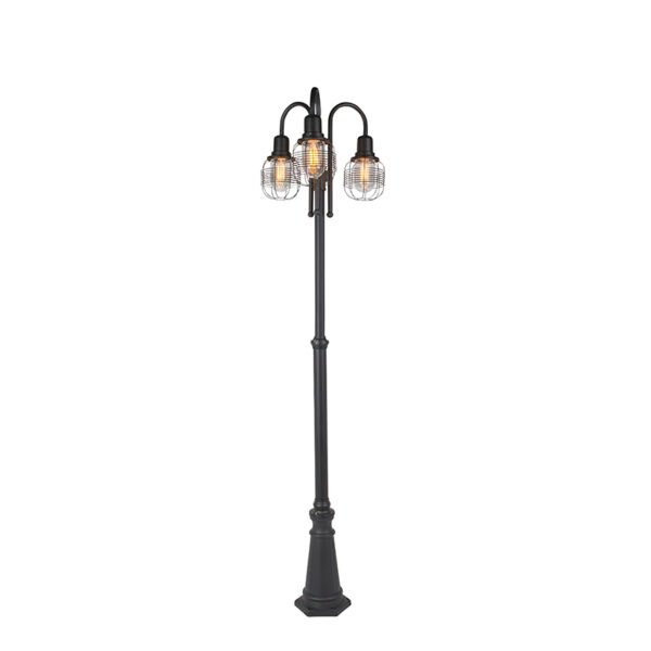 Rustikálna vonkajšia lampa čierna 3-svetlo IP44 - Guardado