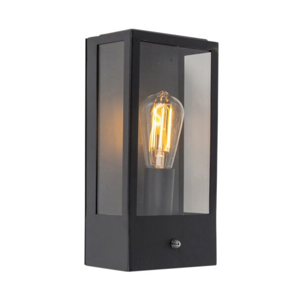 Vonkajšia nástenná lampa čierna s čidlom súmraku - Rotterdam