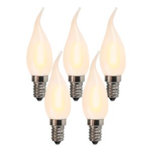Sada 5 E14 LED matných sviečkových žiaroviek BXS35 1W 100 lúmenov 2200K