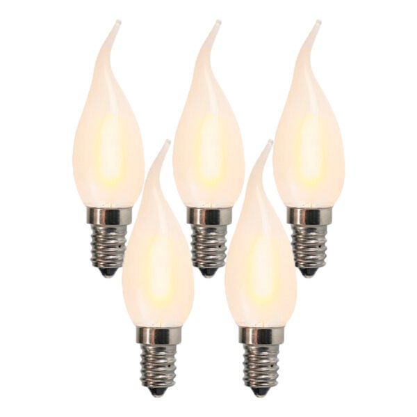 Sada 5 E14 LED matných sviečkových žiaroviek BXS35 1W 100 lúmenov 2200K