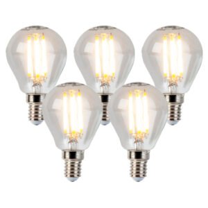 Sada 5 stmievateľných LED žiaroviek E14 Globe P45 5W 470lm 2700K