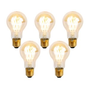 Sada 5 stmievateľných LED špirálových žiaroviek E27 A60 Goldline 4W 270 lm 2200K