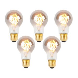 Sada 5 E27 LED špirálových žiaroviek A60 dymové 4W 120 lm 1800K