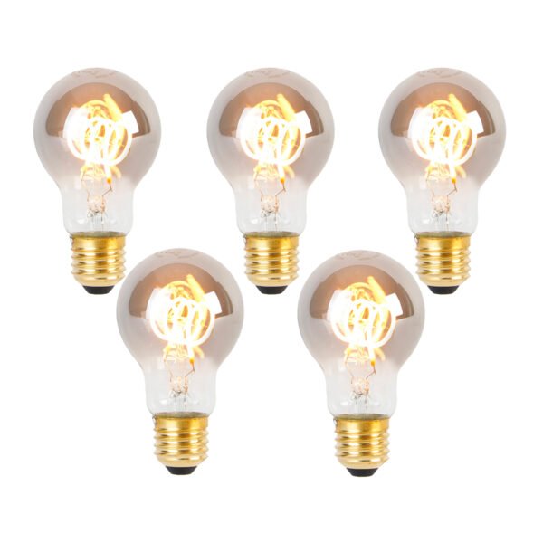 Sada 5 E27 LED špirálových žiaroviek A60 dymové 4W 120 lm 1800K