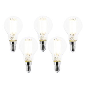 Sada 5 LED žiaroviek E14 P45 číre 2,2 W 470 lm 2700 K