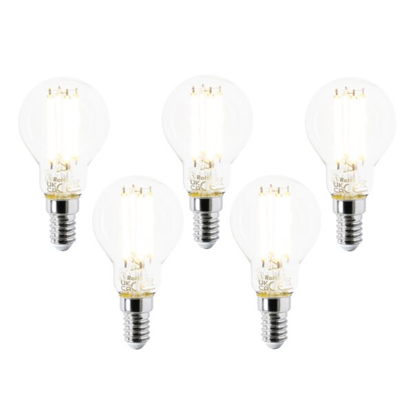 Sada 5 LED žiaroviek E14 P45 číre 2,2 W 470 lm 2700 K