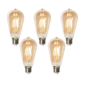 Sada 5 stmievateľných LED žiaroviek E27 ST64 zlatá 5W 450 lm 2700K
