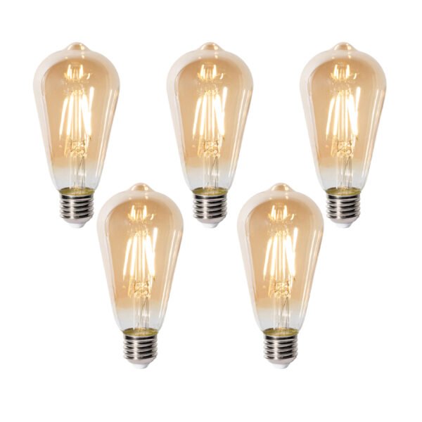 Sada 5 stmievateľných LED žiaroviek E27 ST64 zlatá 5W 450 lm 2700K