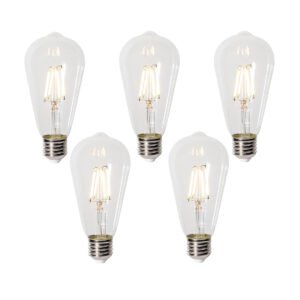 Sada 5 stmievateľných LED žiaroviek E27 ST64 číra 5W 600 lm 2700K