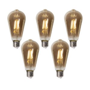 Sada 5 stmievateľných LED žiaroviek E27 ST64 dymové sklo 5W 450 lm 2700K