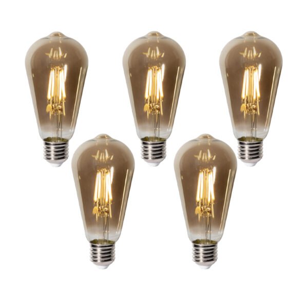 Sada 5 stmievateľných LED žiaroviek E27 ST64 dymové sklo 5W 450 lm 2700K