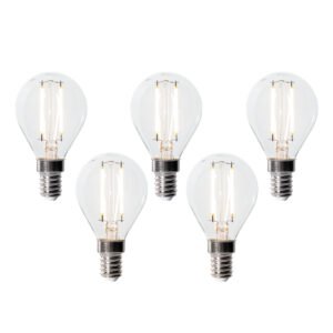 Sada 5 stmievateľných LED žiaroviek E14 P45 číre sklo 3W 250 lm 2700K
