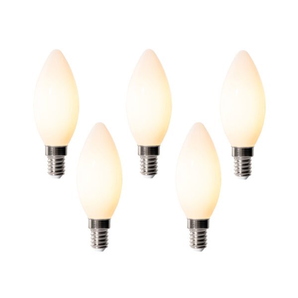 Sada 5 stmievateľných LED žiaroviek E14 B35 Opál 4W 400 lm 2200K
