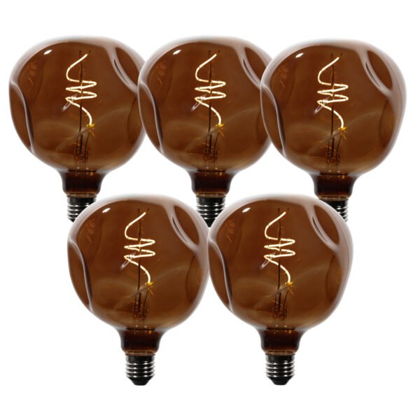 Sada 5 stmievateľných LED žiaroviek E27 T125 hnedá 4W 120 lm 1800K