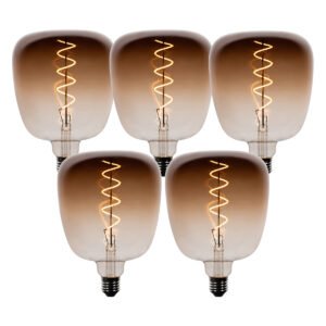 Sada 5 stmievateľných LED žiaroviek E27 G140 hnedá 4,9W 110 lm 1800K