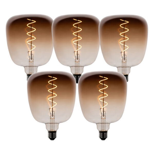 Sada 5 stmievateľných LED žiaroviek E27 G140 hnedá 4,9W 110 lm 1800K