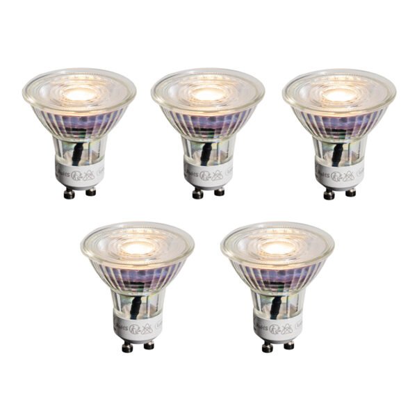 Sada 5 GU10 50mm LED žiaroviek číra 3,5W 330 lm 3000K