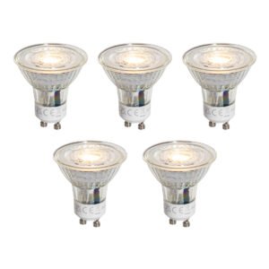 Sada 5 stmievateľných LED žiaroviek GU10 50 mm číra 4,9 W 500 lm 2700 K