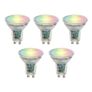 Sada 5 inteligentných žiaroviek GU10 50 LED číra RGBW 4,5 W 350 lm 2700-6000 K