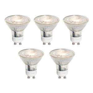 Sada 5 GU10 50 mm 3-krokovo stmievateľných LED žiaroviek Kelvin číra 4,9 W 450 lm 2000 – 2700 K