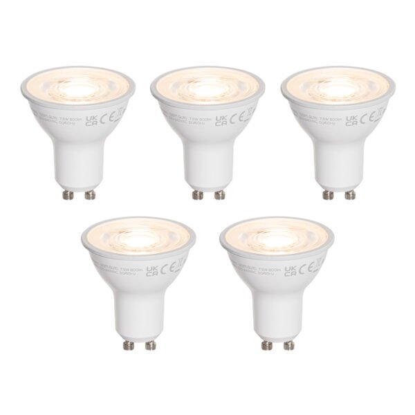 Sada 5 LED žiaroviek GU10 50 mm číra 7,5 W 800 lm 3000 K