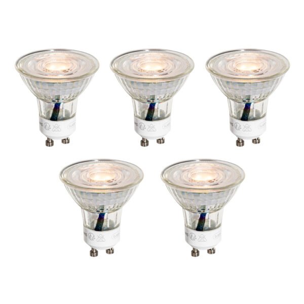 Sada 5 GU10 50mm LED žiaroviek číra 3W 200 lm 2200K
