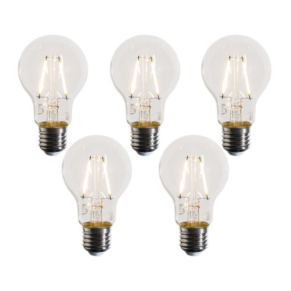 Sada 5 LED žiaroviek E27 A60 číra 3W 320 lm 2700K