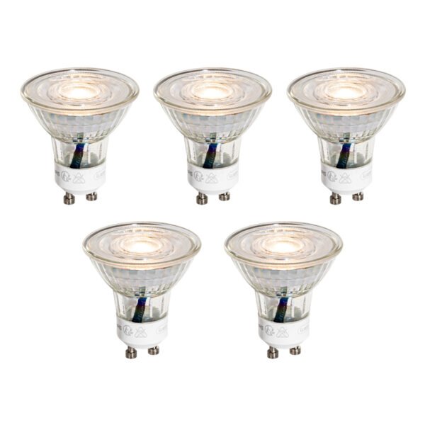 Sada 5 GU10 50mm LED žiaroviek číra 4,9W 450 lm 3000K