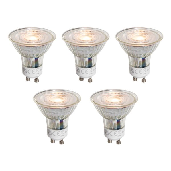 Sada 5 LED žiaroviek GU10 50 mm číra 3W 250 lm 2200K
