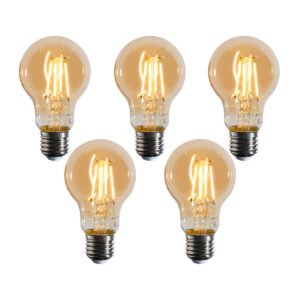 Sada 5 stmievateľných LED žiaroviek E27 A60 zlatá 4W 420 lm 2200K