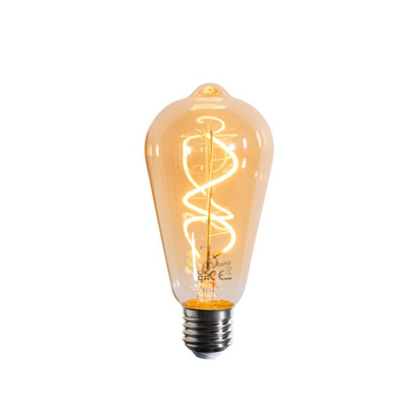 Sada 5 stmievateľných LED žiaroviek E27 so špirálovým vláknom ST64 zlatá 4W 270 lm 2100K - Image 2